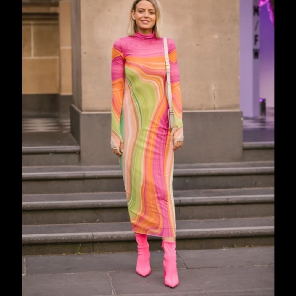 AFRM Mesh dress - peachy, fuchsia, lime, orange dream!